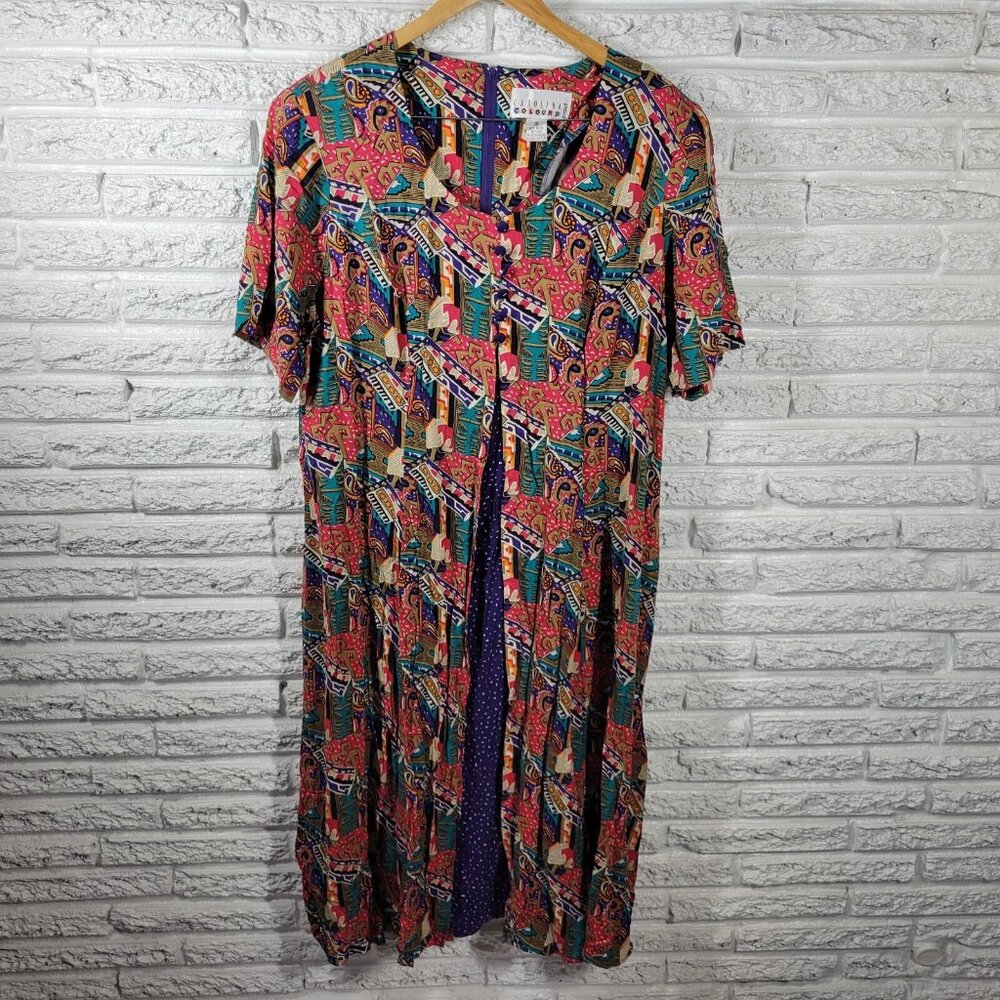 Carolina Colors II Women's 18 Midi Shirt Dress Pink Geometric GEO114E